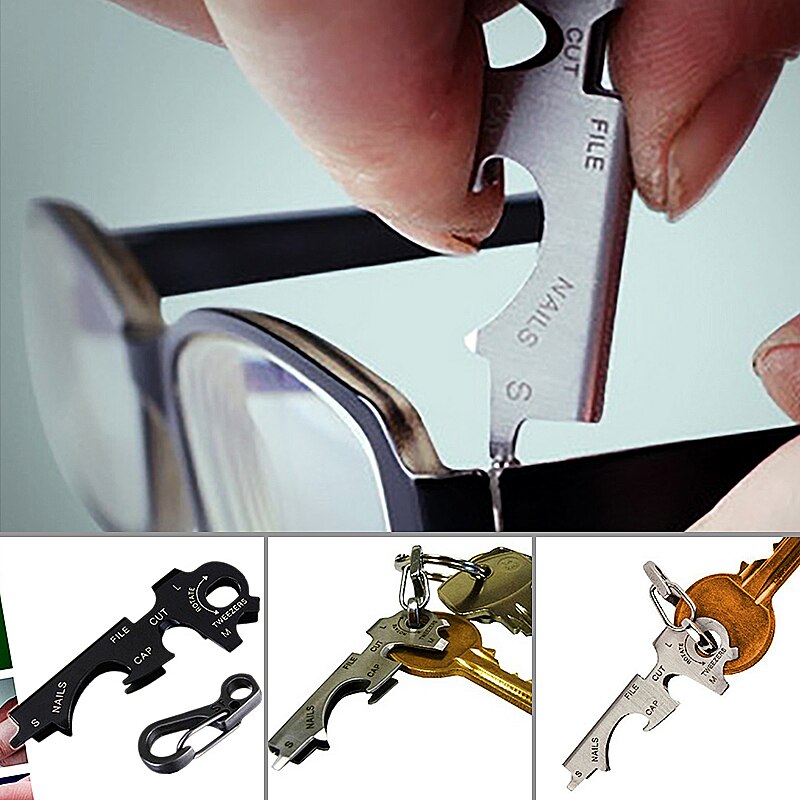 8 in 1 Multi Tool Key Stainless Steel Outdoor Multi-functional Tool Utility Multi Ring Chain Bottle Opener 8 in 1 Multi Tool Key Stainless Steel Outdoor Multi-functional Tool Utility Multi Ring Chain Bottle Opener