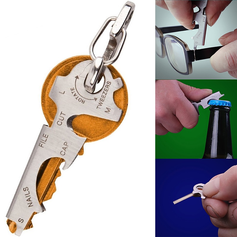 8 in 1 Multi Tool Key Stainless Steel Outdoor Multi-functional Tool Utility Multi Ring Chain Bottle Opener 8 in 1 Multi Tool Key Stainless Steel Outdoor Multi-functional Tool Utility Multi Ring Chain Bottle Opener