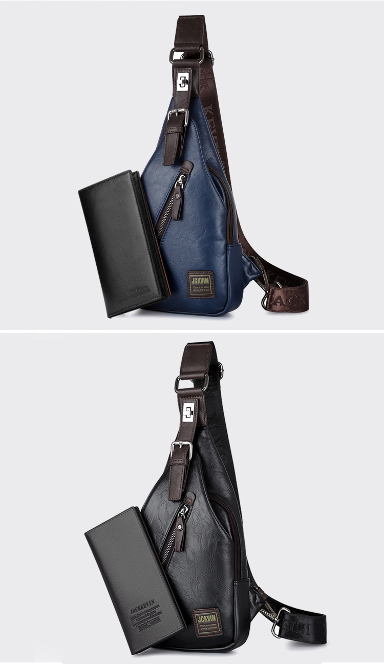 Anti theft Rotatable Button Open Leather Chest Bags Anti theft Rotatable Button Open Leather Chest Bags
