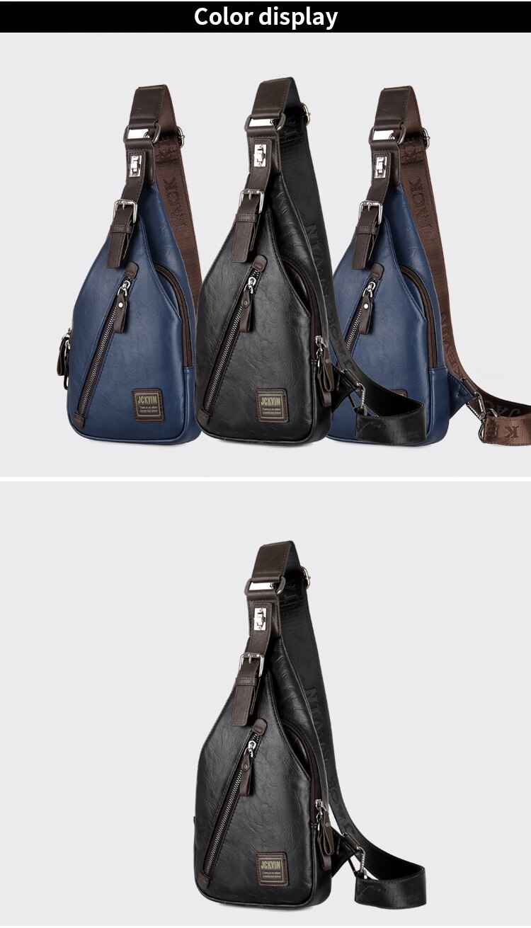 Anti theft Rotatable Button Open Leather Chest Bags Anti theft Rotatable Button Open Leather Chest Bags