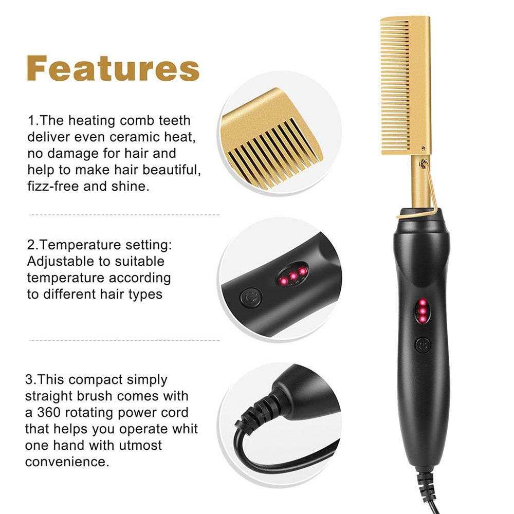 Hair Straightener Hot Heating Flat Irons Wet Dry Use Brush Comb Hair Straight Styler Corrugation Curling Iron Hair Curler Comb