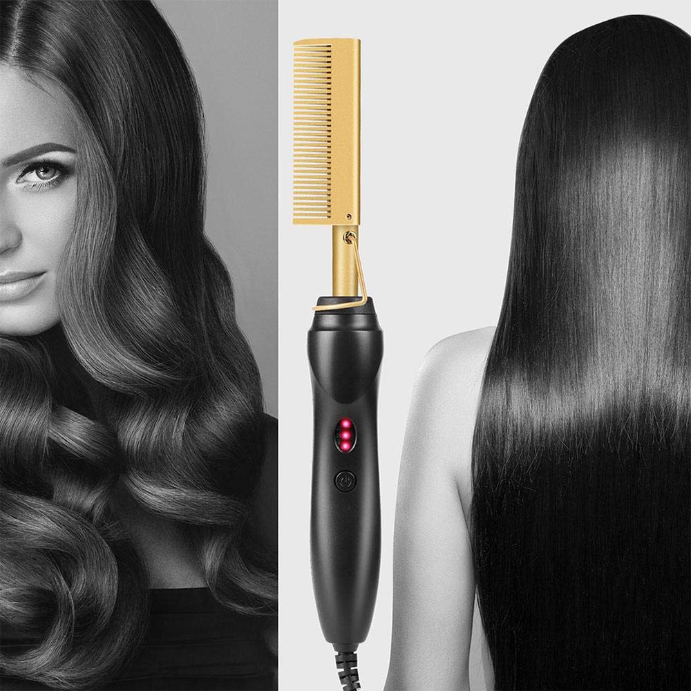 Hair Straightener Hot Heating Flat Irons Wet Dry Use Brush Comb Hair Straight Styler Corrugation Curling Iron Hair Curler Comb