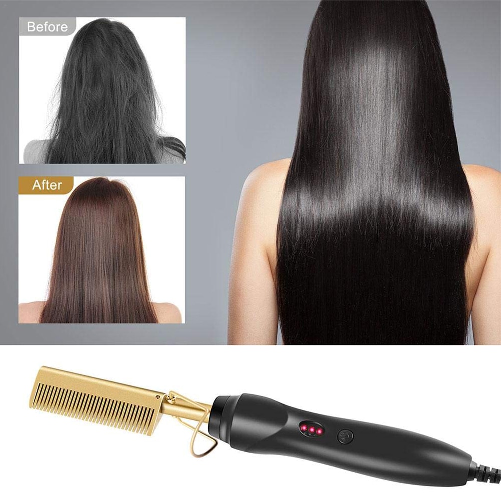 Hair Straightener Hot Heating Flat Irons Wet Dry Use Brush Comb Hair Straight Styler Corrugation Curling Iron Hair Curler Comb
