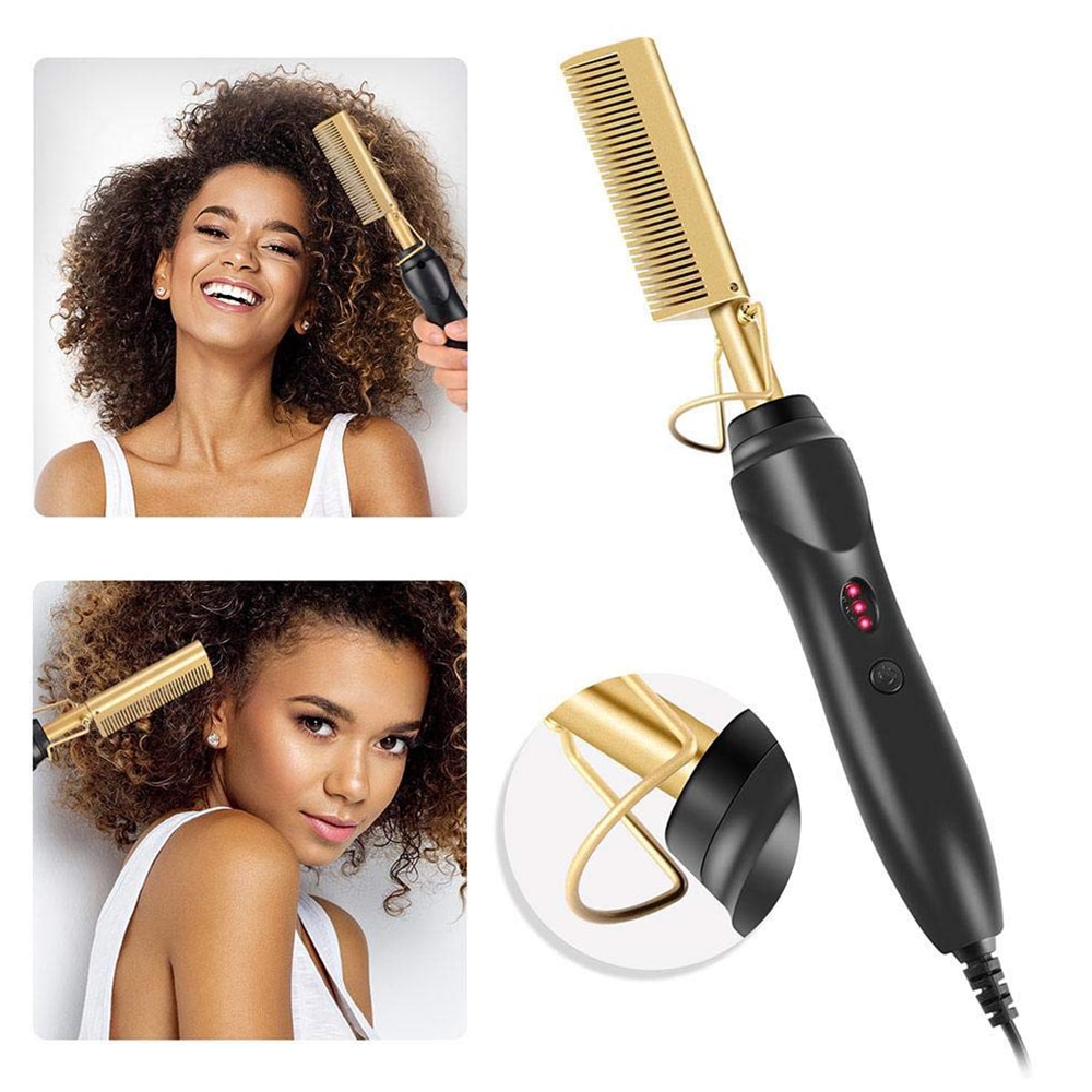 Hair Straightener Hot Heating Flat Irons Wet Dry Use Brush Comb Hair Straight Styler Corrugation Curling Iron Hair Curler Comb