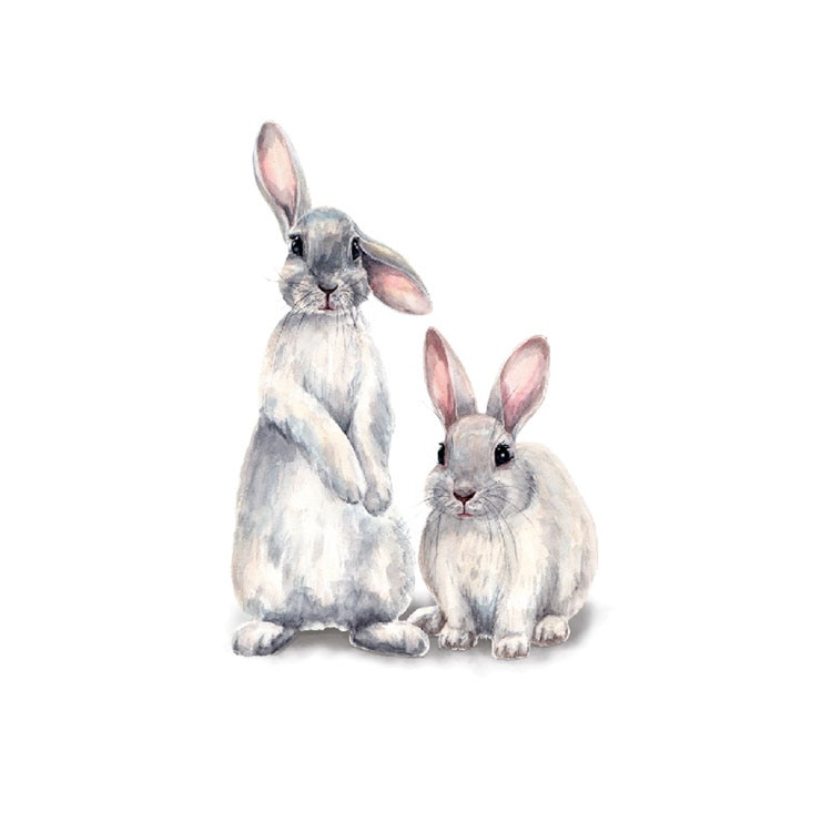 Two cute rabbits Wall sticker Children's kids room home decoration removable wallpaper living room bedroom mural bunny stickers
